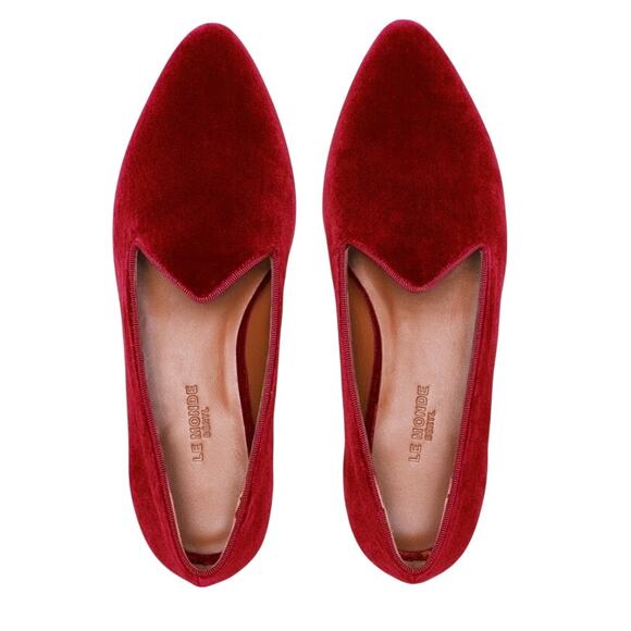 Le Monde Béryl Venetian Velvet Slippers, Red, W39/9 - Picture 1 of 9
